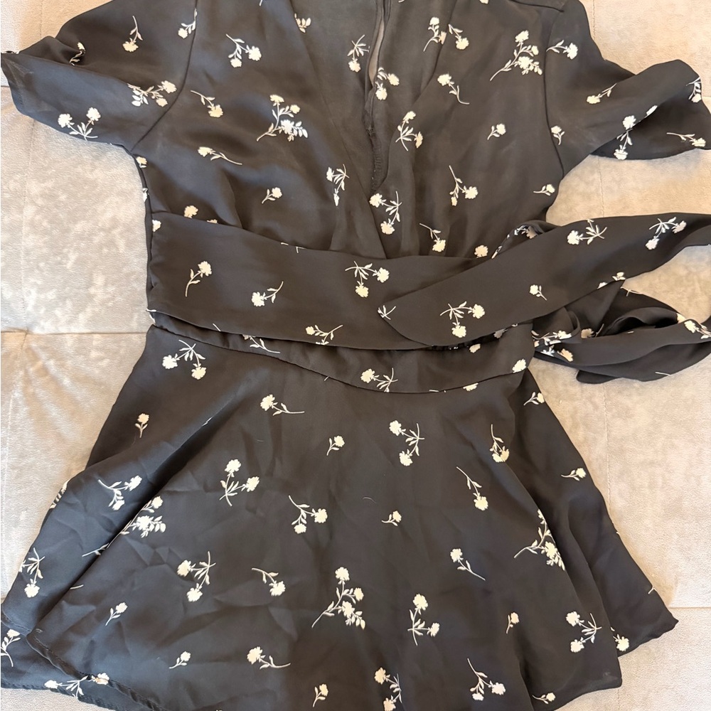 Floral Black Wrap romper